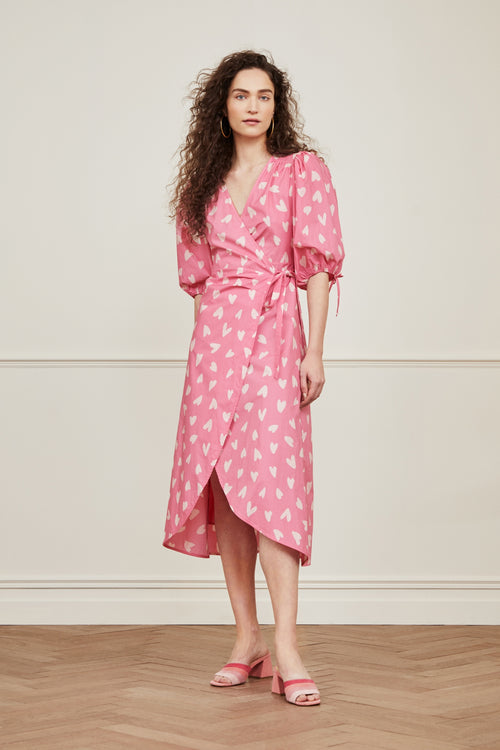 Charlie Dress | Pink Beret/Cream whi