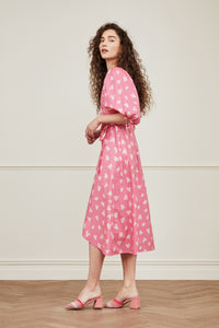 Charlie Dress | Pink Beret/Cream whi