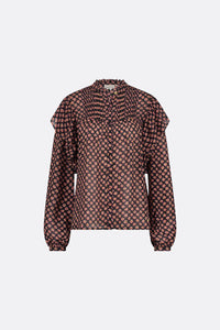 Bibi Long Sleeve Blouse | Black/Crazy Clay