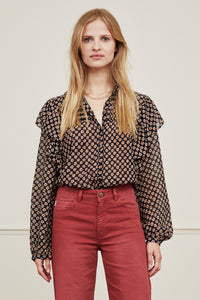 Bibi Long Sleeve Blouse | Black/Crazy Clay