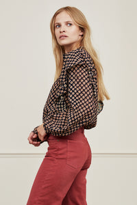 Bibi Long Sleeve Blouse | Black/Crazy Clay
