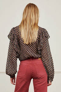 Bibi Long Sleeve Blouse | Black/Crazy Clay