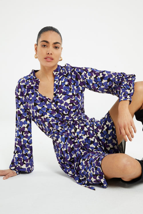 Dorien Frill Dress | Black/Poppy Purple