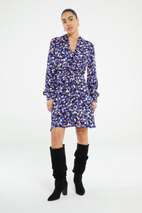 Dorien Frill Dress | Black/Poppy Purple