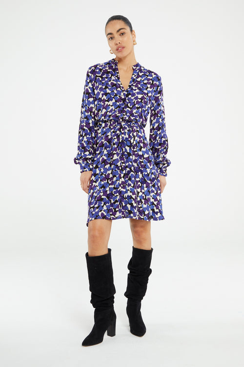 Dorien Frill Dress | Black/Poppy Purple