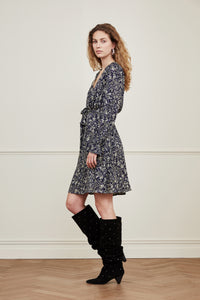 Isabella Short Dress | Creme Brulee/Blue Ma