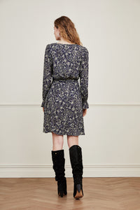 Isabella Short Dress | Creme Brulee/Blue Ma