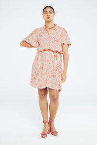 Girlfriend Butterfly dress | Cream White/Pink Gra