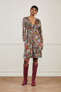 Lynn Short Cato Dress | Black/Ra Ra Raspberr