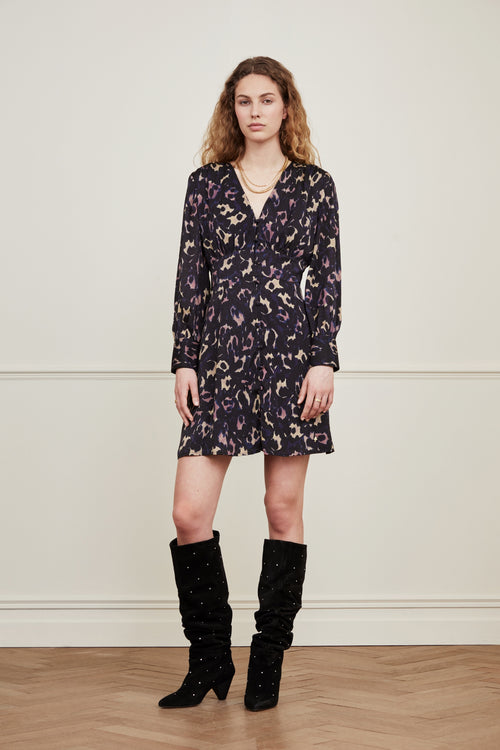 Lynn Short Indi Dress | Black/Classy Camel