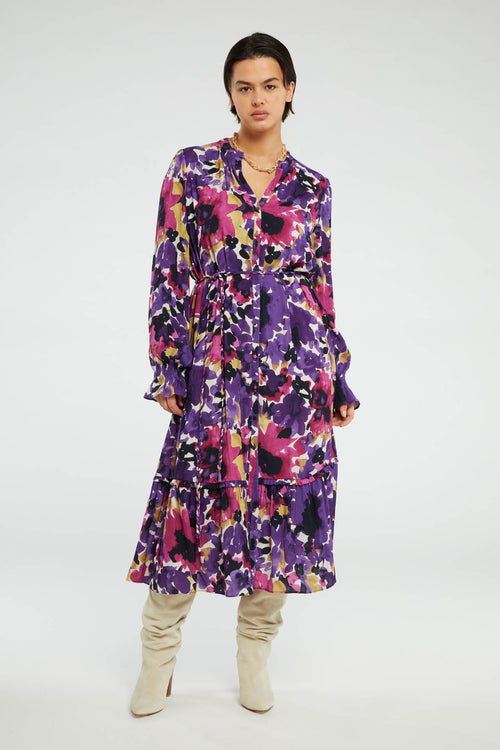 Marilene Dress | Creme Brulee/Eggplan