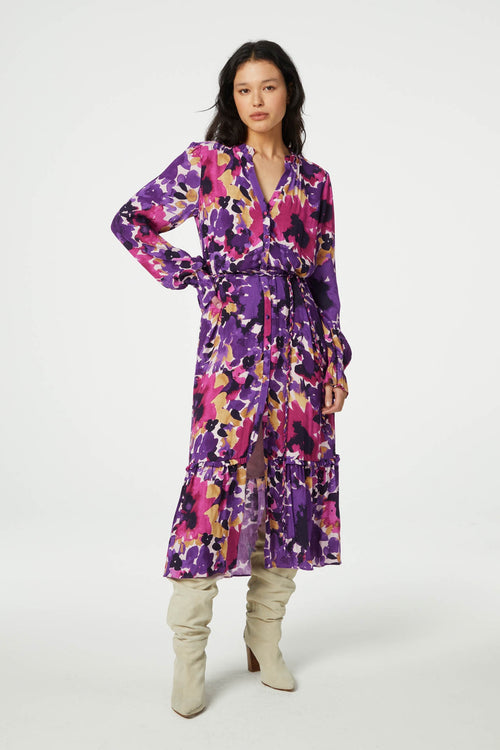 Marilene Dress | Creme Brulee/Eggplan
