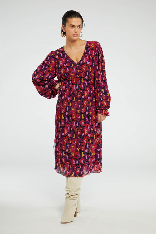 Pauline LS Dress | Sunset Orange/Black