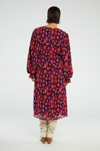 Pauline LS Dress | Sunset Orange/Black
