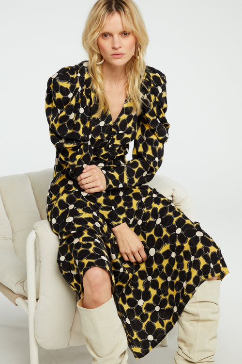 Vera Dress | Dijon Yellow/Black