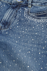 Bonnie Wide Rhinestones | Medium Wash