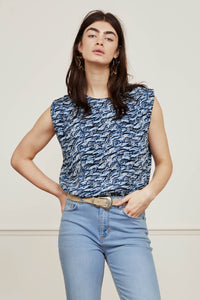 Tara Top | Cream White/Ocean Bl