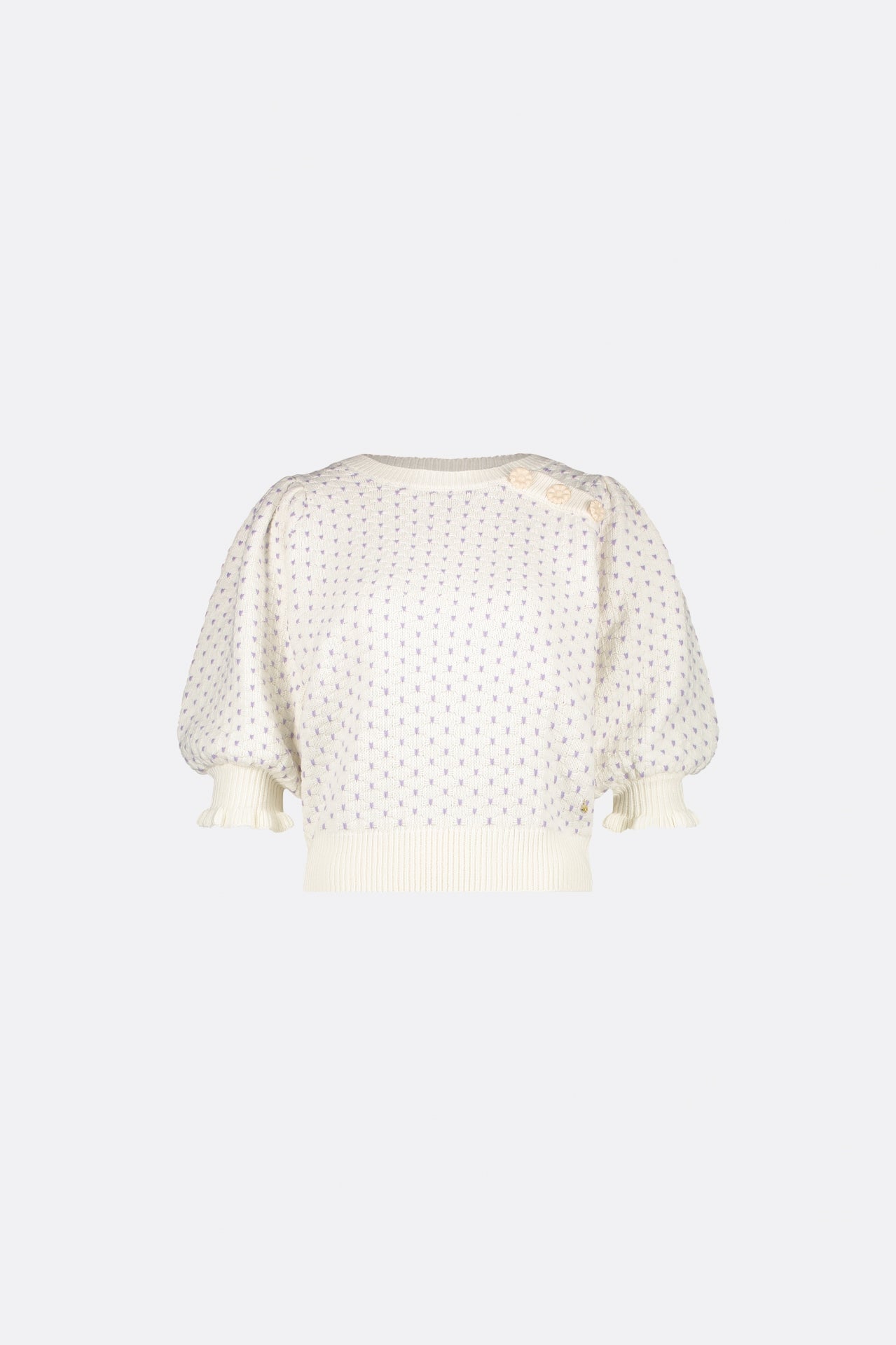 Love Short Sleeve Pullover | Cream White/Violet