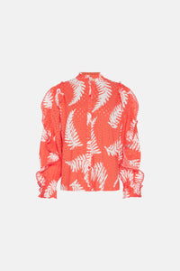 Josie Broderie Blouse | Hot Coral/Cream Whit