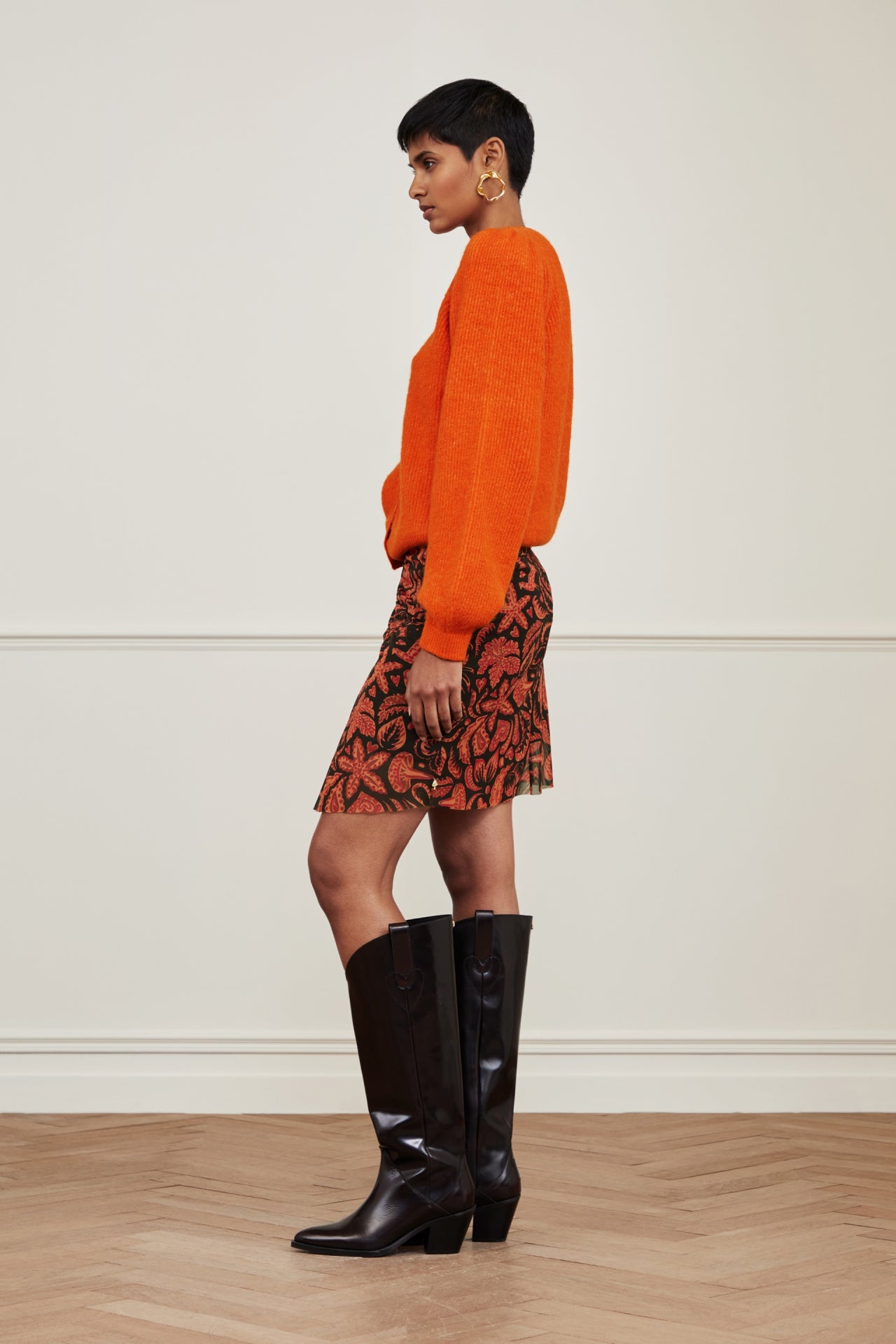 Jessy Skirt | Black/Orange Lava