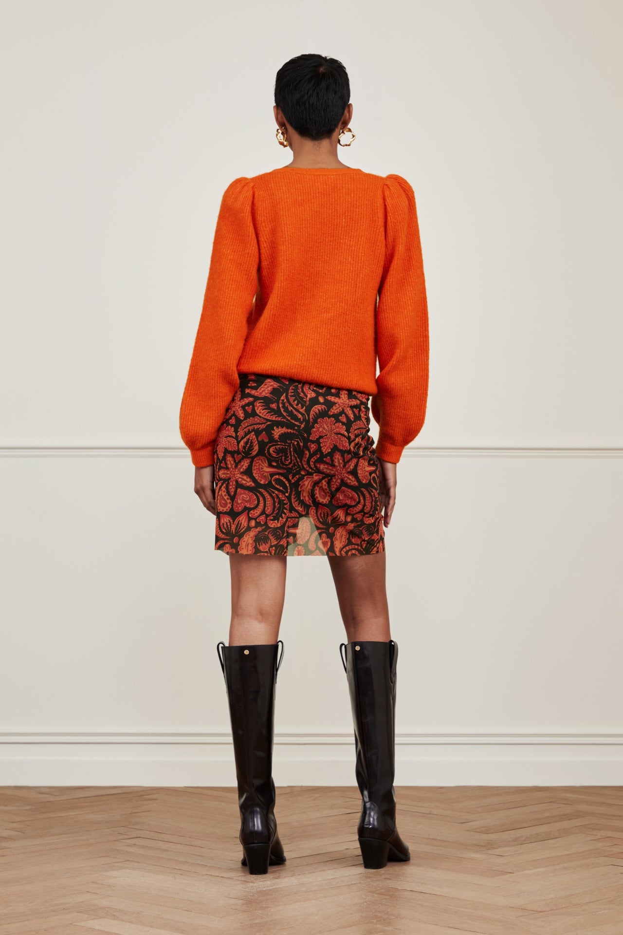 Jessy Skirt | Black/Orange Lava