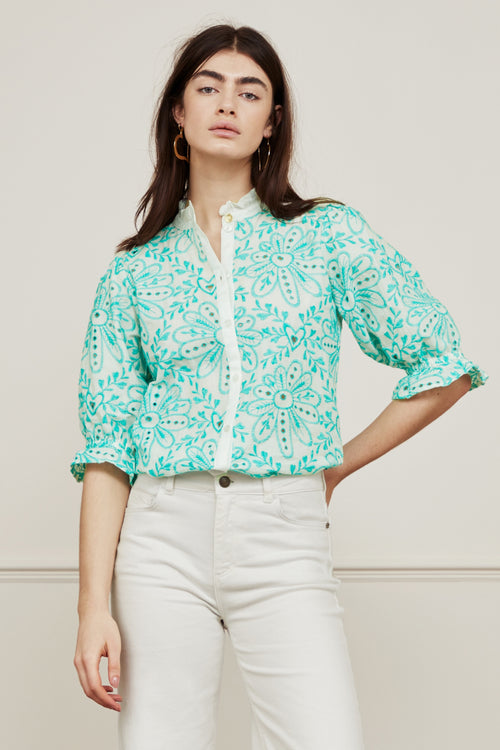 Meggy Broderie Blouse | Cream White