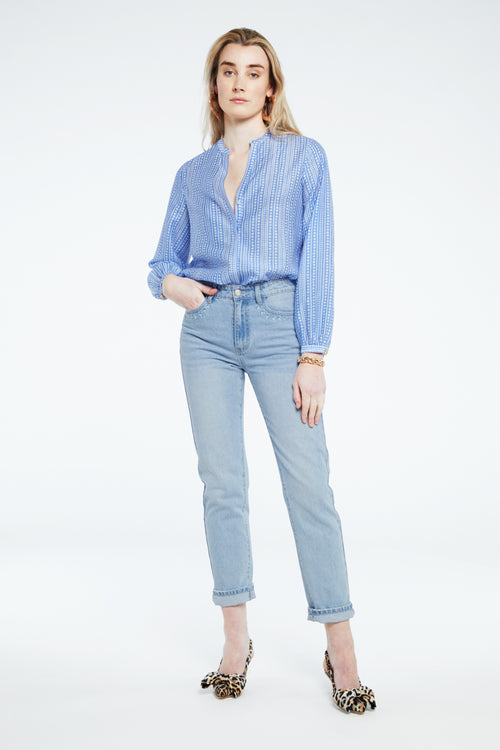 Frida Blouse | Cream White/Lovender