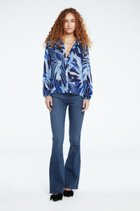 Frida Collar Blouse | Navy/Summer Blue