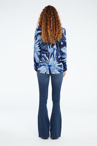 Frida Collar Blouse | Navy/Summer Blue