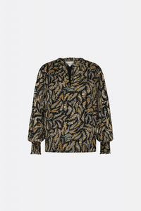 Cliff Ruffle Top | Black/Rattan