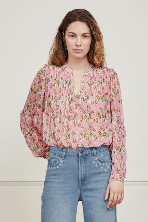 Hanni Top | Warm white/Purple Pr
