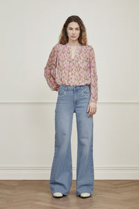 Hanni Top | Warm white/Purple Pr