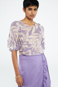 Sarah Top | Lovender/Cream White
