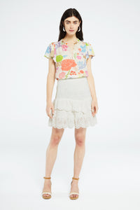 Vanessa Top | Cream White /Pink Pa