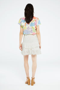 Vanessa Top | Cream White /Pink Pa