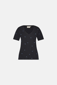 Phill V-neck Heart T-shirt | Black