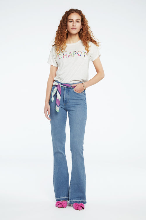 Flower chapot T-shirt | Cream White