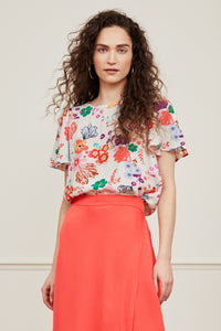 Elle Top | Cream White/Pink Ber