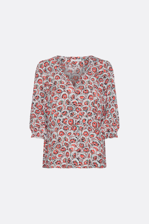 Bay Blouse | Cream White/Hot Cora