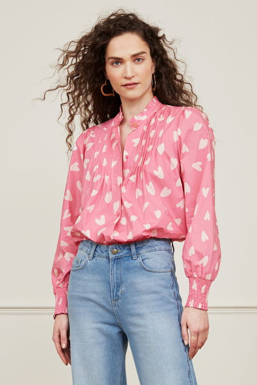 Lucky Pop Blouse | Pink Beret/Cream whi