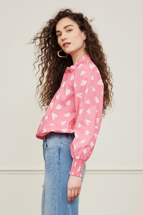 Lucky Pop Blouse | Pink Beret/Cream whi