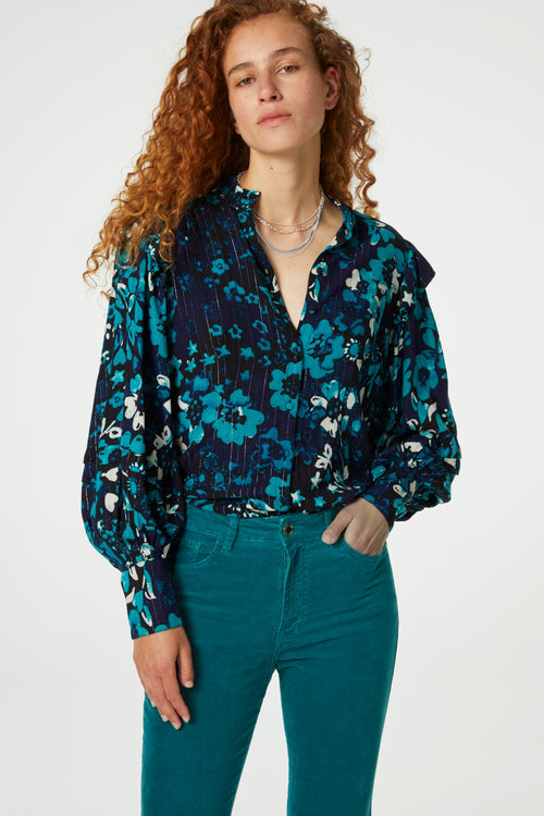 Philo Blouse | Black/Keep it Teal