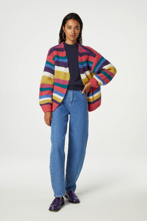 Sue Cardigan | Cream White/Multi