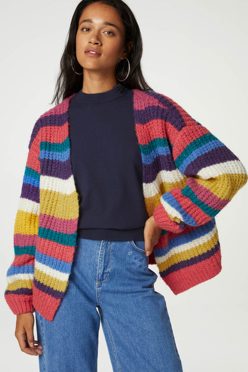Sue Cardigan | Cream White/Multi