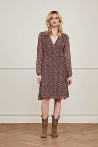 Melissa (Long Sleeve) Dress | Black/Bright Purple