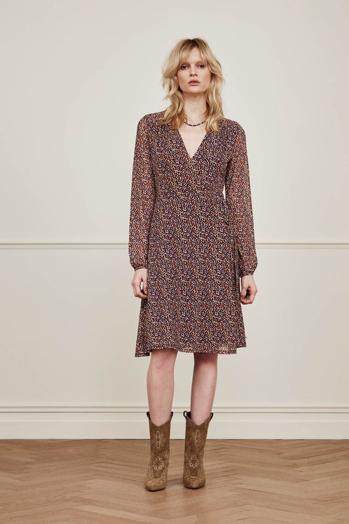 Melissa (Long Sleeve) Dress | Black/Bright Purple