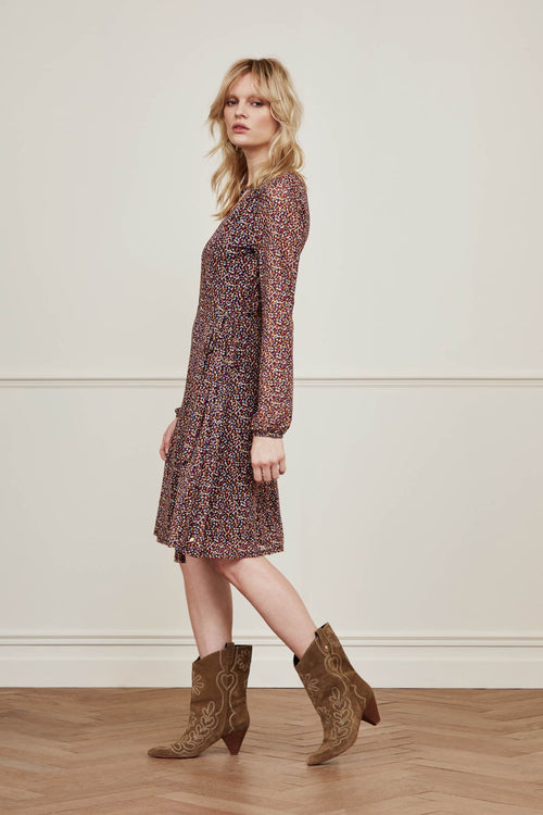 Melissa (Long Sleeve) Dress | Black/Bright Purple