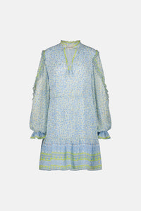 Adrienne Dress | Cream White/Riad Blu