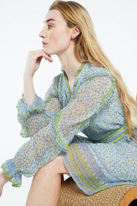 Adrienne Dress | Cream White/Riad Blu
