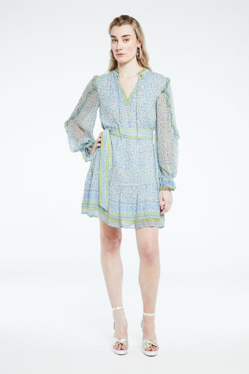 Adrienne Dress | Cream White/Riad Blu